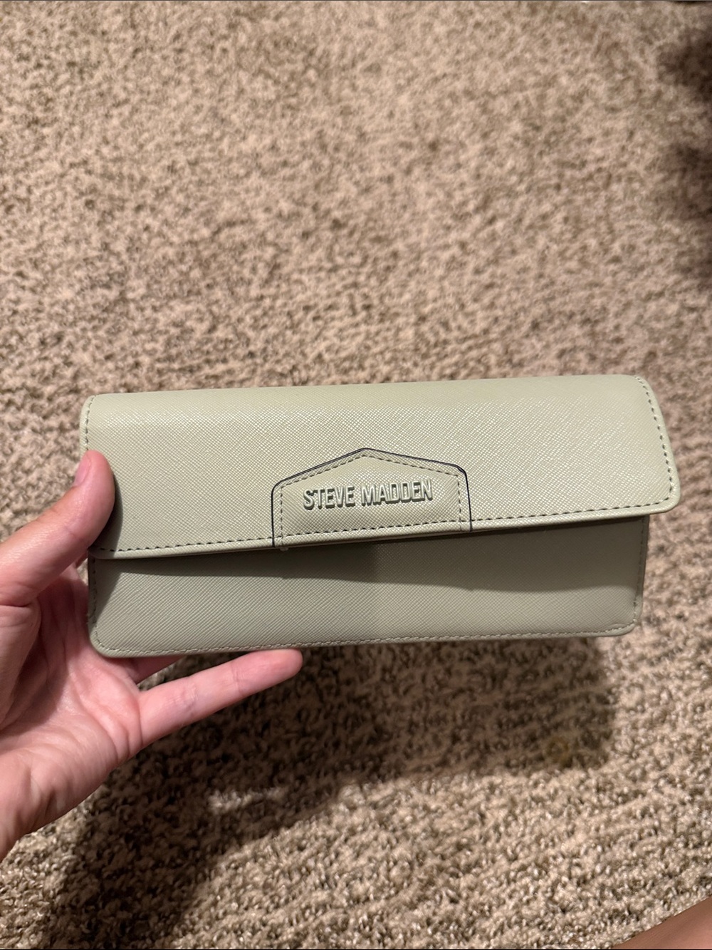 Steve Madden Sage Green Fold-Over Clutch